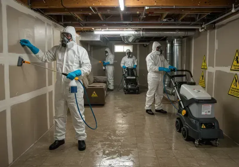 Basement Moisture Removal and Structural Drying process in Rowland, NC